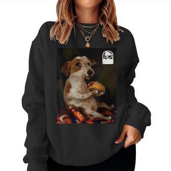 Dog Chill With Taco Vintage Oil Painting Women Women Sweatshirt - Thegiftio UK