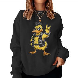 Duck Punk Rock Metal Metal Rock And Roll Música Niños In Mangas Sudadera Mujer - Regaloses