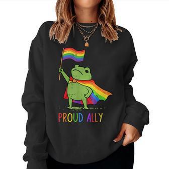 Frog Meme Proud Ally Pride Rainbow Lgbtq Gay Lesbian Women Sweatshirt - Thegiftio UK