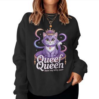 Purple Queen Cat Dirty Joke Kitty Purr Rude Cat Meme Women Sweatshirt - Thegiftio UK