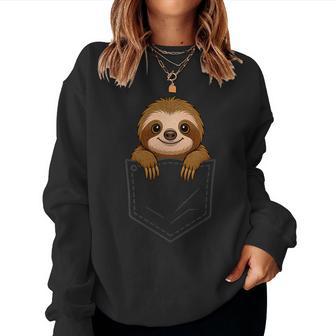 Sloth Peeking In Pocket Animal Lover Kids Women Sweatshirt - Thegiftio UK