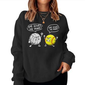 Softball And Volleyball Girl Player Balls Joke Women Sweatshirt - Thegiftio UK