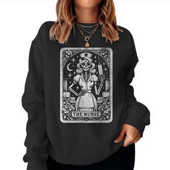 Spooky Skeleton Rn Nurse The Nurse Tarot Card Nursing Women Sweatshirt - Thegiftio