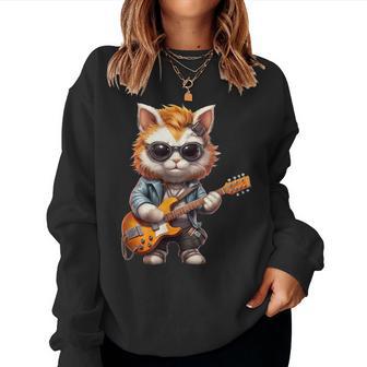 Gato Gatito Guitarrista Regalo Para Hombre Papá Niña Sudadera Mujer - Regaloses