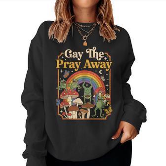 Gay The Pray Away Pride Lgbtq Frog Rainbow Women Sweatshirt - Thegiftio UK