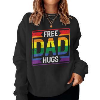 Gay Pride Month Free Dad Hugs Lgbtq Ally Rainbow Women Women Sweatshirt - Thegiftio UK