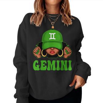 Gemini Black Woman Cap Hat Zodiac Sign Birthday Women Women Sweatshirt - Monsterry