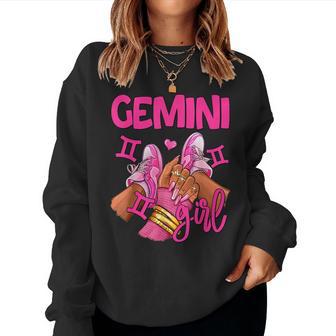 Gemini Girl Birthday Queen Sneakers Zodiac Sign Women Sweatshirt - Monsterry