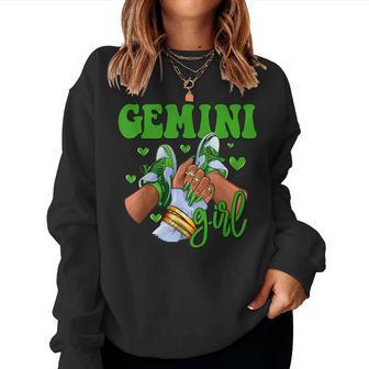 Gemini Girl Shoes Astrology Zodiac Sign Black Women Women Sweatshirt - Thegiftio UK