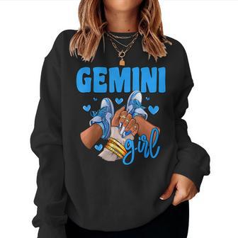 Gemini Girl Sneakers Astrology Zodiac Sign Black Women Women Sweatshirt - Thegiftio UK