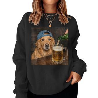 Golden Retriever Drinking Beer Dog Meme Sweatshirt Frauen - Seseable