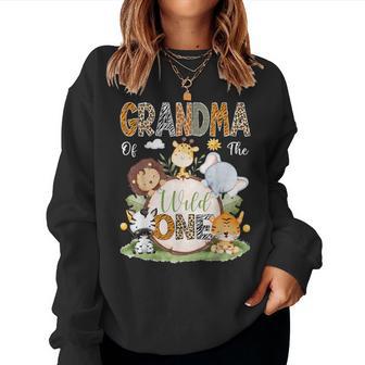 Grandma Of The Wild One First Birthday Safari Woodland Women Sweatshirt - Thegiftio UK