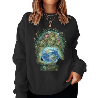 Green Mother Nature Earth Day Earth Mother Planet Nature Women Sweatshirt - Thegiftio