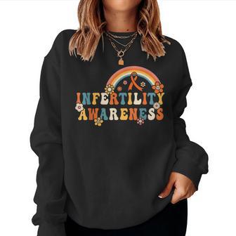 Groovy Infertility Awareness Orange Ribbon Rainbow Women Women Sweatshirt - Thegiftio UK