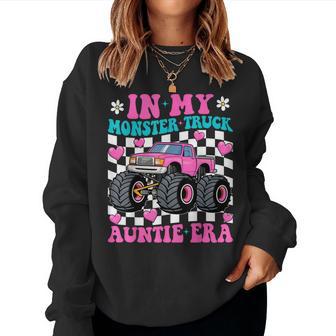 Groovy In My Monster Truck Auntie Era Monster Truck Aunt Women Sweatshirt - Thegiftio UK