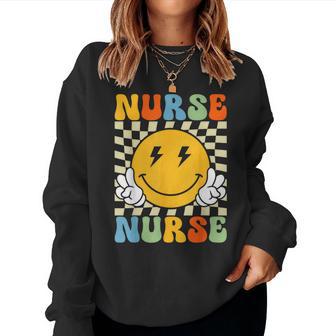 Groovy Nurse For Smile Face Nursing Women Sweatshirt - Thegiftio
