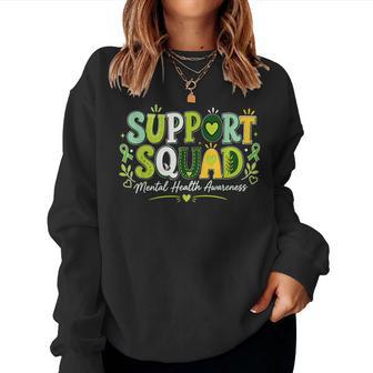 Groovy Support Squad Green Mental Health Awareness Month Women Sweatshirt - Thegiftio UK