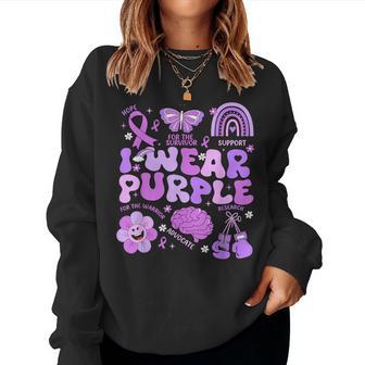 Groovy I Wear Purple Support Epilepsy Awareness Day Women Sweatshirt - Thegiftio UK