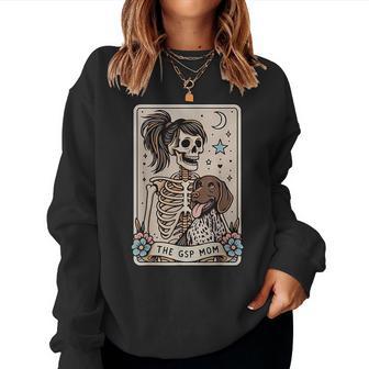 Gsp Mom German Shorthaired Pointer Mom Tarot Card Skeleton Women Sweatshirt - Monsterry