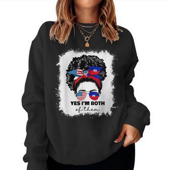 Half Haitian And American America Haiti Usa Flag Girl Afro Women Sweatshirt - Thegiftio UK