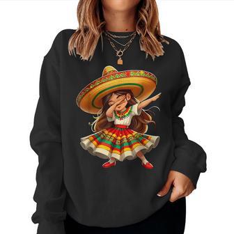 Happy Cinco De Mayo Dabbing Girl Mexican Sombrero Fiesta Women Sweatshirt - Thegiftio UK