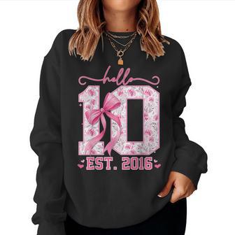 Hello Ten Est 2016 Pink Coquette Bow 10Th Birthday Girl Women Sweatshirt - Monsterry