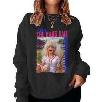 Hit The Dang Ball Baseball Mom Gameday Doll Face Meme Women Sweatshirt - Thegiftio UK