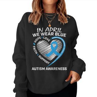 Hombres Es Niños Corazón En Abril Llevamos Concientización Azul Autismo Sudadera Mujer - Regaloses