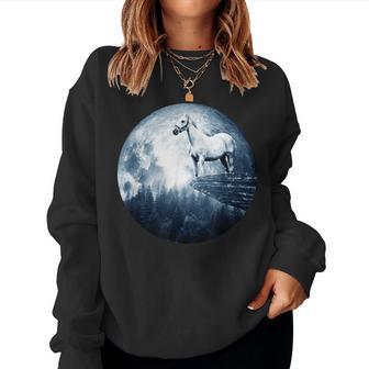 Horse Moon Horse Per Donne Uomini Bambini Ragazze Ragazzo Cavallo Women Sweatshirt - Novitaregali
