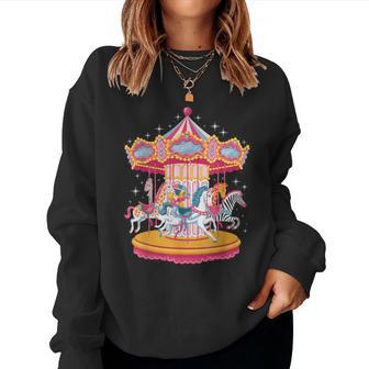 Horse Riding Carousel Rider Country Fair Carnival Fair Women Sweatshirt - Thegiftio UK