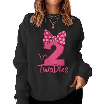 I’M Twodles 2Nd Birthday Girl Bow T Women Sweatshirt - Thegiftio UK