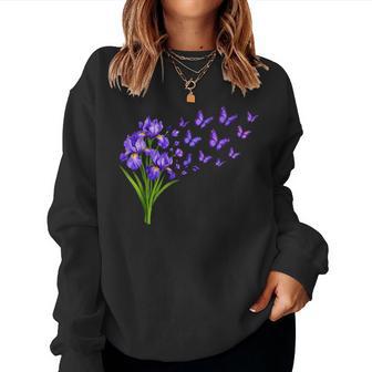 Iris Butterfly Flower Gardening Floral Women Sweatshirt - Thegiftio UK