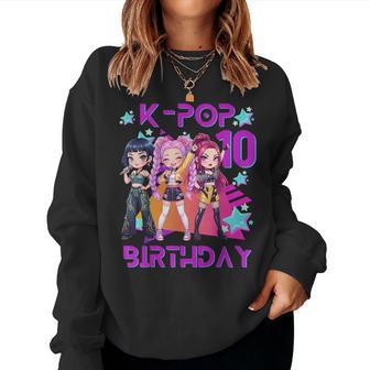 It's My 10Th Birthday Cute Chibi Kpop 10 Birthday Girl Women Sweatshirt | Seseable UK