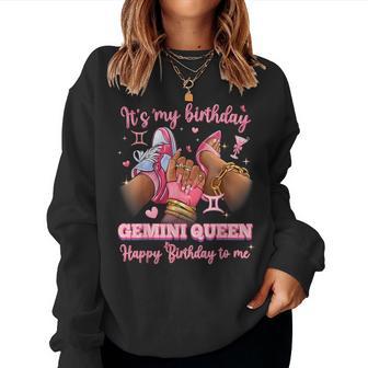 Its My Birthday Gemini Queen High Heels Sneakers Nails Women Sweatshirt | Mazezy