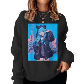 Japanese Anime Girl 日本のアニメの女の子 レディーススウェットシャツ - Kawaiitshirt