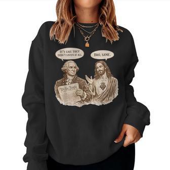 Jesus & George Washington Christian 4Th Of July American Women Sweatshirt - Monsterry