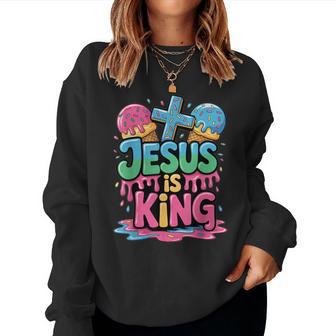 Jesus Is King Ice Cream Drip Christian Kids Religious Youth Women Sweatshirt - Thegiftio