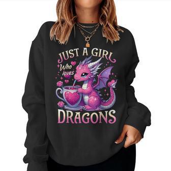 Just A Girl Who Loves Dragons Cute Pink Dragon Heart Women Sweatshirt - Thegiftio UK