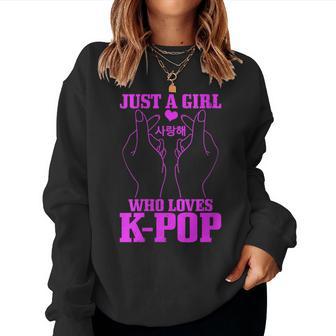 Just A Girl Who Loves K-Pop Divertido K-Drama Música Coreana Cuello Sudadera Mujer - Regaloses