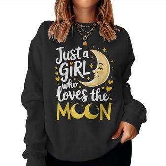 Just A Kid Who Loves The Moon Cute Moon Lover Lunar Girls Women Sweatshirt - Thegiftio UK