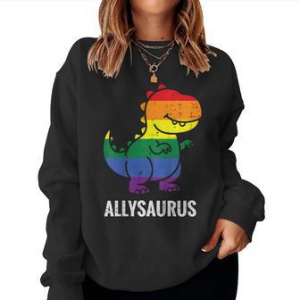 Kids Gay Rainbow Dino Allysaurus Lgbt Pride Ally Toddler Boy Kids Women Sweatshirt - Thegiftio UK