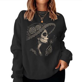 La Catrina Blowing Wishes Dandelion Women Sweatshirt | Mazezy