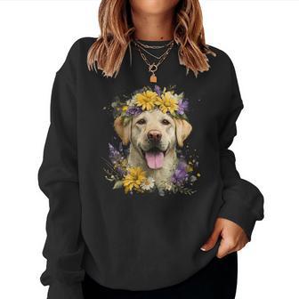 Labrador Mamma Amante Dei Cani Festa Della Mamma Fiore Retrò Women Sweatshirt - Novitaregali