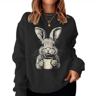 Lapin Grincheux Lapin Drôle Mignon Animal Pâques Café Sweat-shirt pour femme - Cadeauxyz