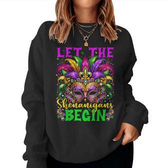 Let The Shenanigans Begin Mardi Gras Masked Girl Kid Women Sweatshirt - Monsterry