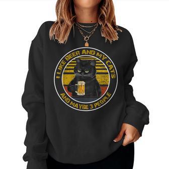 I Like Beer My Cat And Maybe 3人用 デイキャット レディーススウェットシャツ - Kawaiitshirt