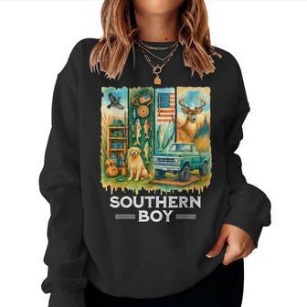 Local Southern Boy Duck Hunting Labrador Camouflage Outdoor Women Sweatshirt - Monsterry