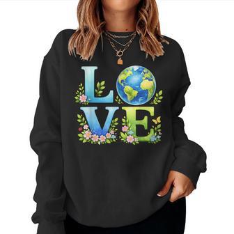 Love Earth Day Nature Elements Environmental Recycling Women Women Sweatshirt - Thegiftio
