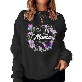 Mama Purple Floral Butterfly Heart Wreath Mother's Day Women Sweatshirt - Thegiftio UK