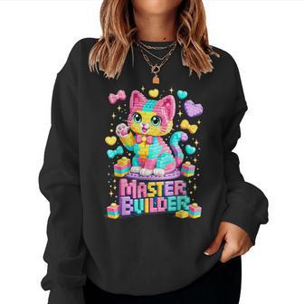 Master Builder Cat Building Brick Block Boy Girl Kid Women Sweatshirt - Monsterry
